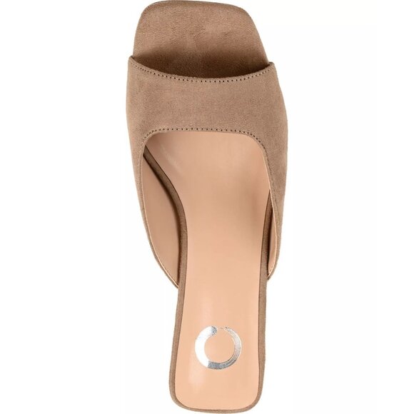 Journee Collection Womens Larna Square Toe Slip On Kitten Heels Taupe Size 7 NIB - Picture 3 of 5